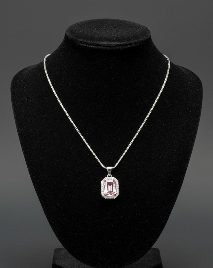 Blush Radiant Emerald-Cut Pendant