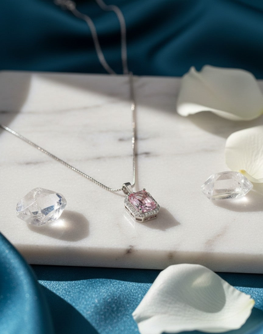 Blush Radiant Emerald-Cut Pendant