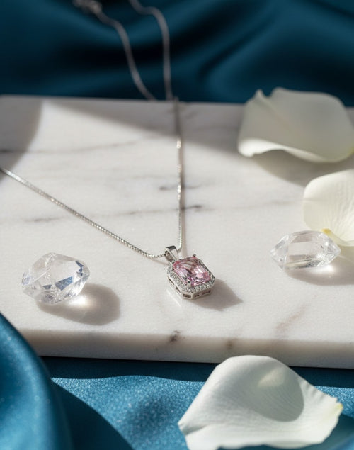 Blush Radiant Emerald-Cut Pendant