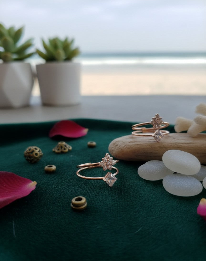 Rose Gold Double Layer Zircon Ring