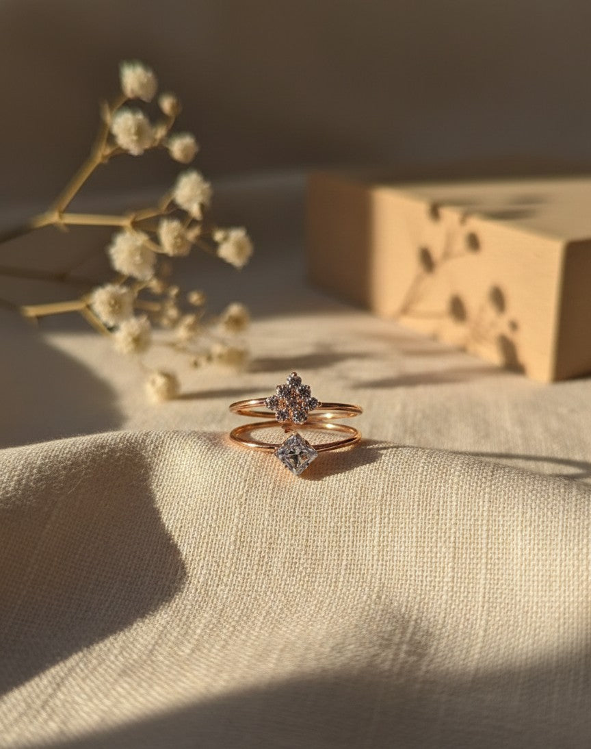 Rose Gold Double Layer Zircon Ring