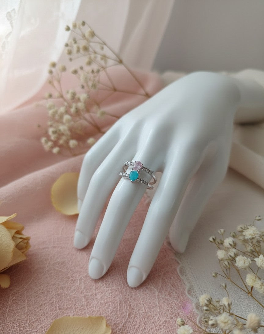 Dual-Tone Crystal Embellished Wrap Ring