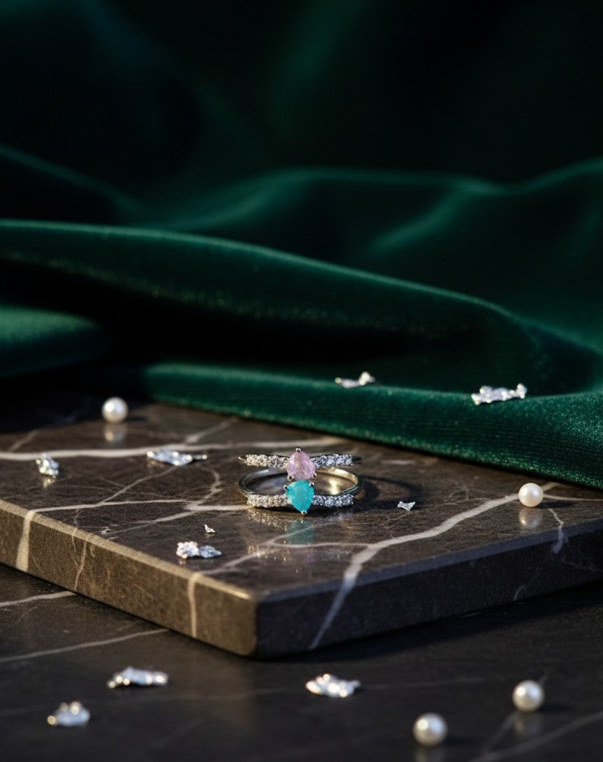 Dual-Tone Crystal Embellished Wrap Ring