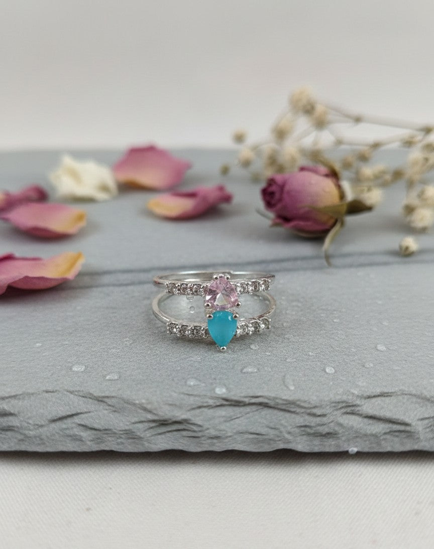 Dual-Tone Crystal Embellished Wrap Ring