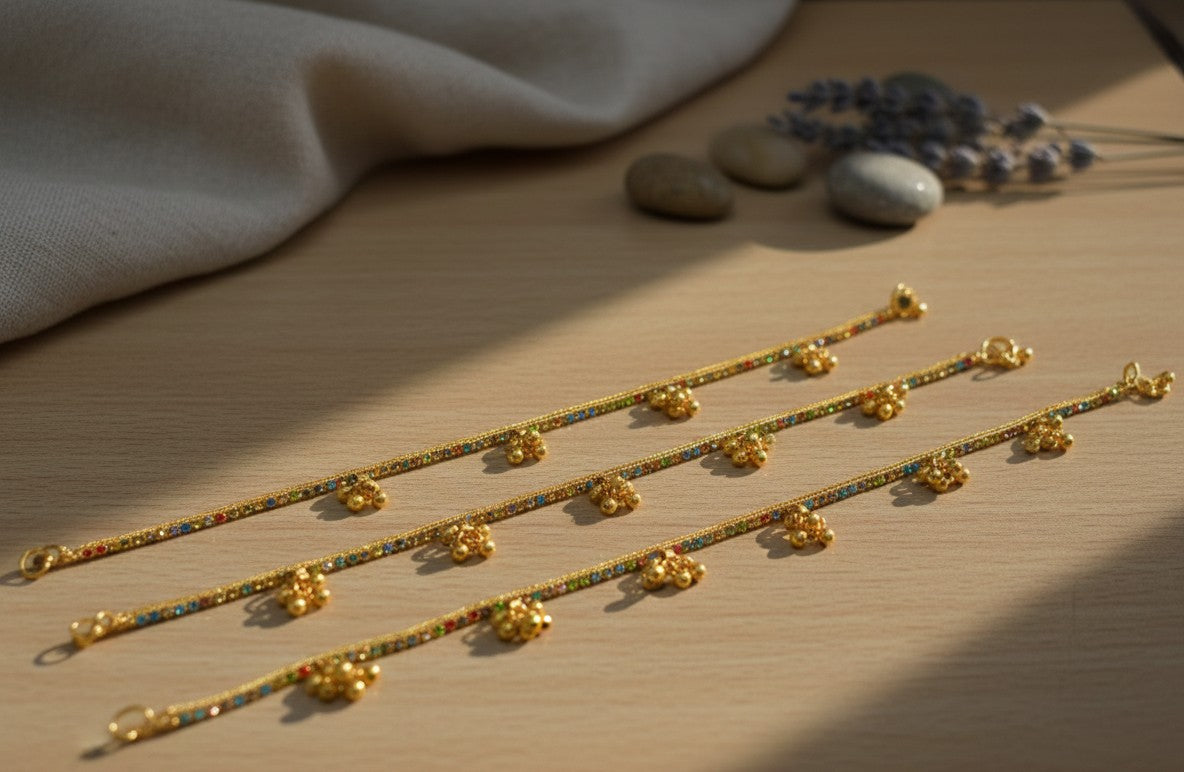 Golden Ghungroo Charm Anklet