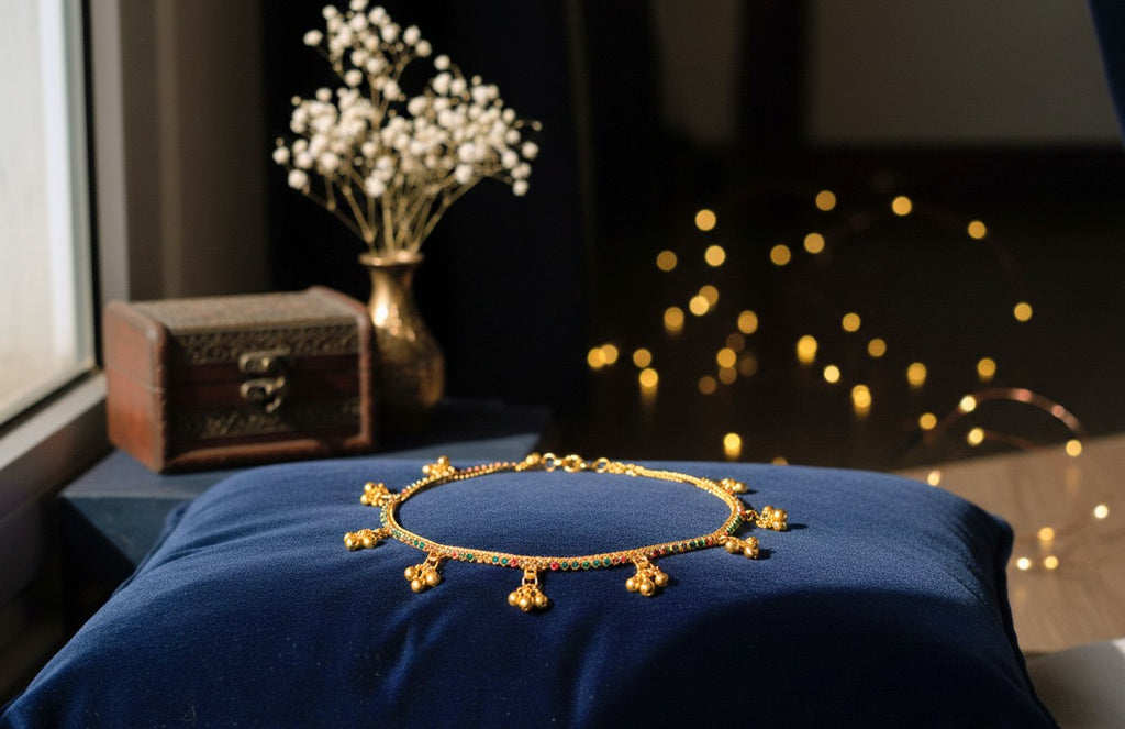 Golden Ghungroo Charm Anklet