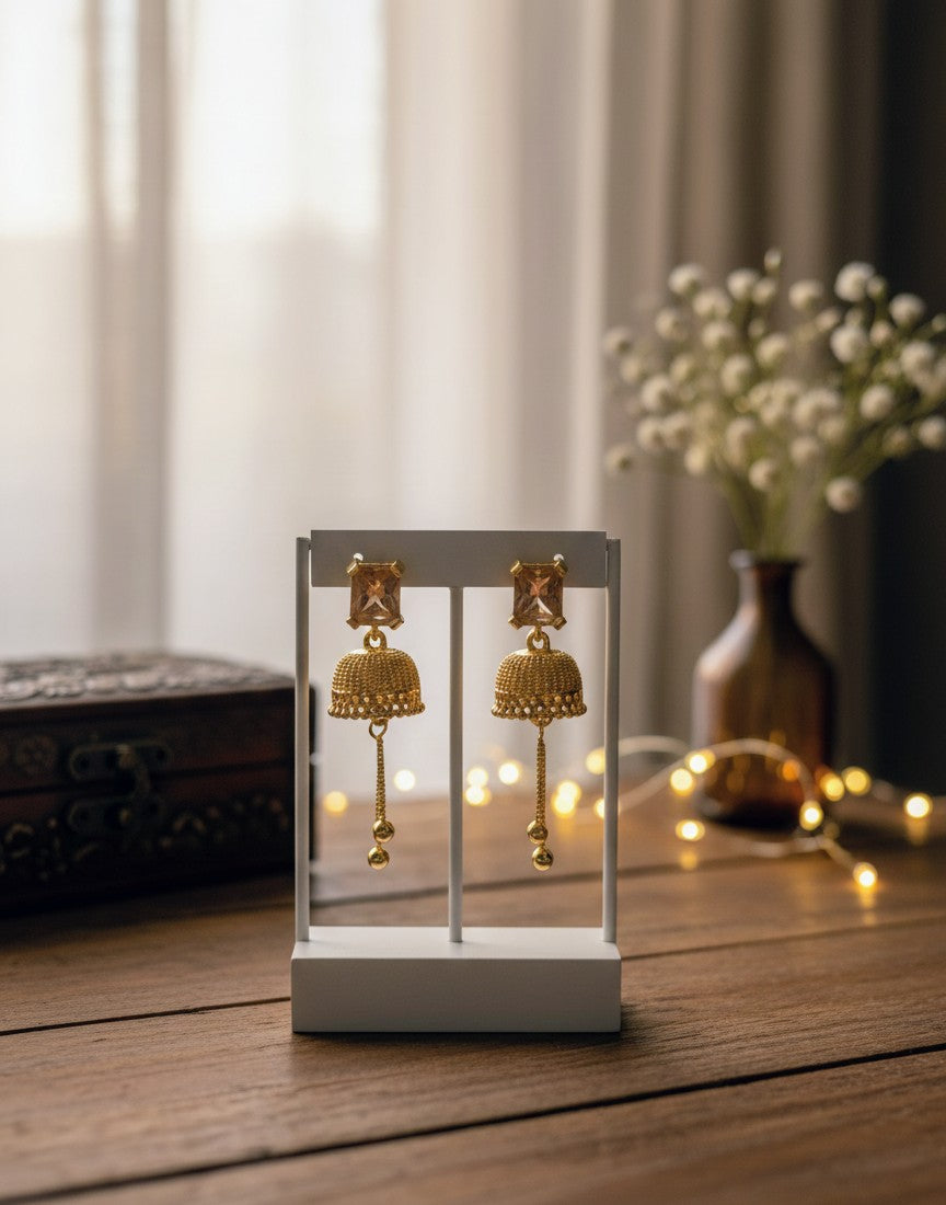 Amber Stone Tassel Ear rings