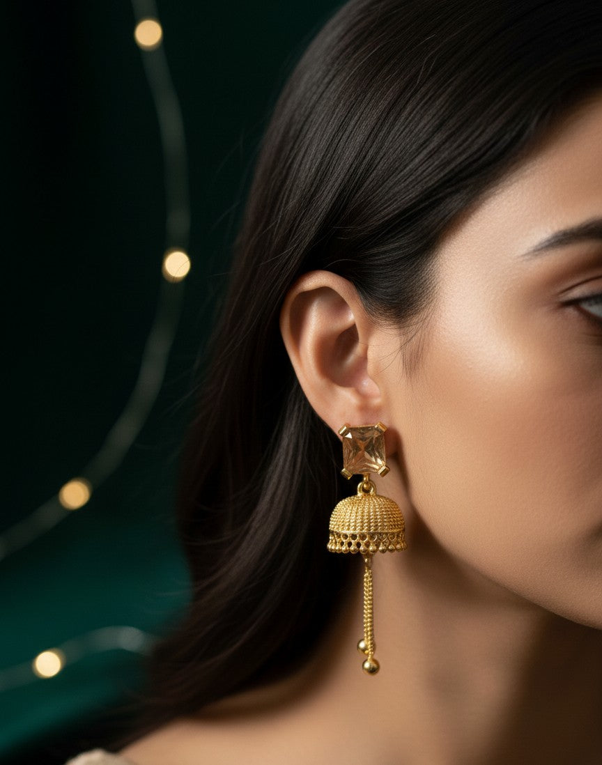 Amber Stone Tassel Ear rings