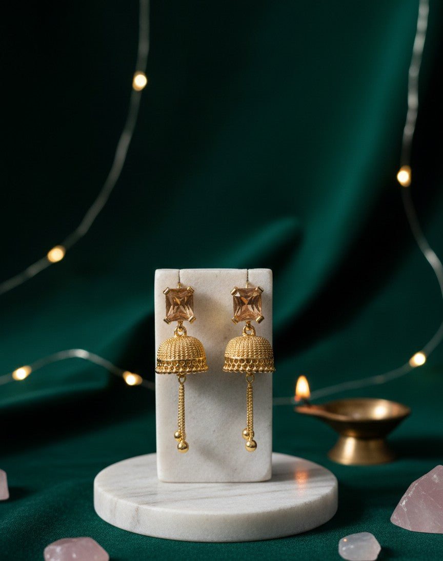 Amber Stone Tassel Ear rings