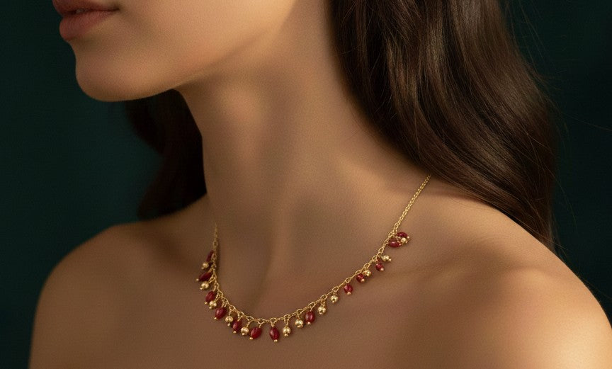 Ruby Bead Gold Choker