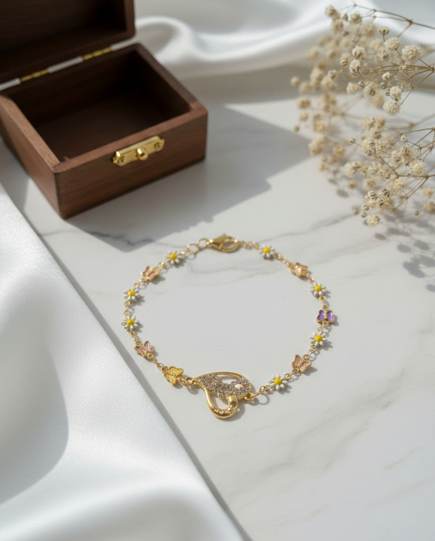Golden Daisy & Butterfly Bracelet