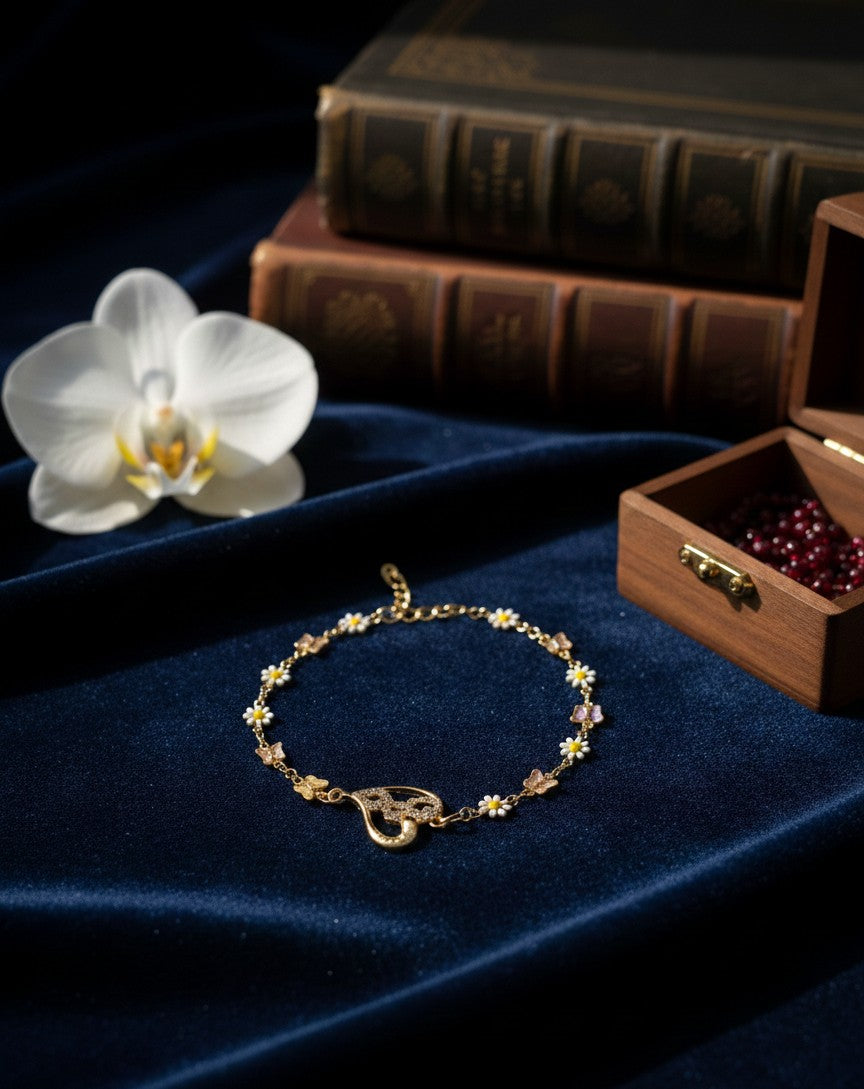 Golden Daisy & Butterfly Bracelet