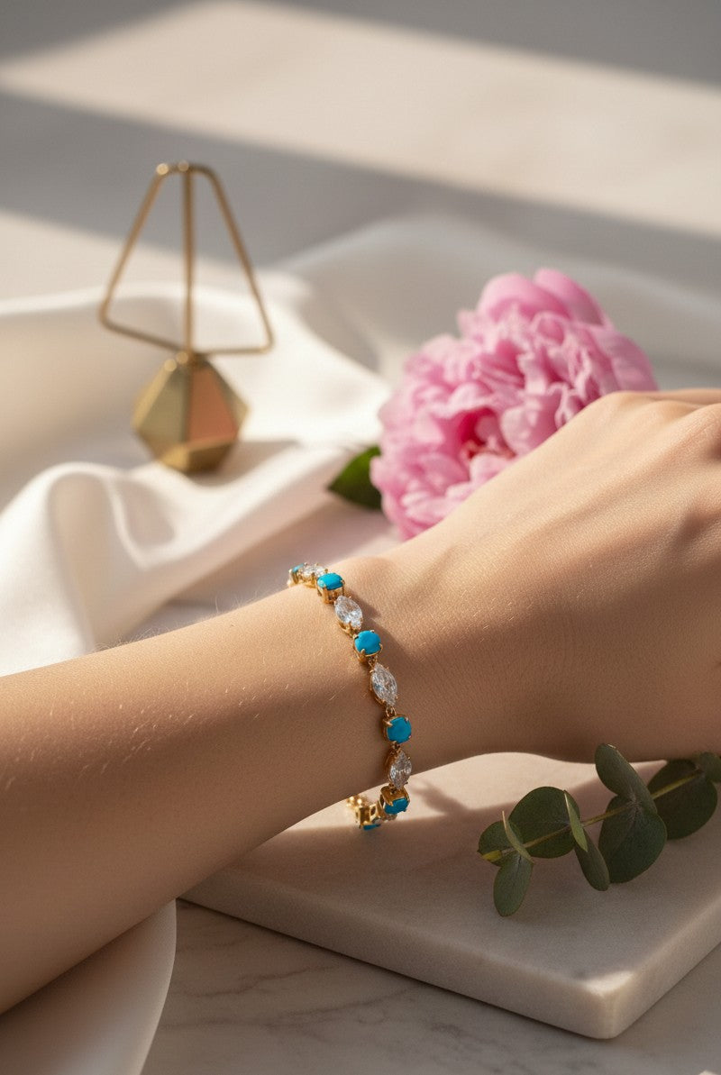 Turquoise Crystal Link Bracelet