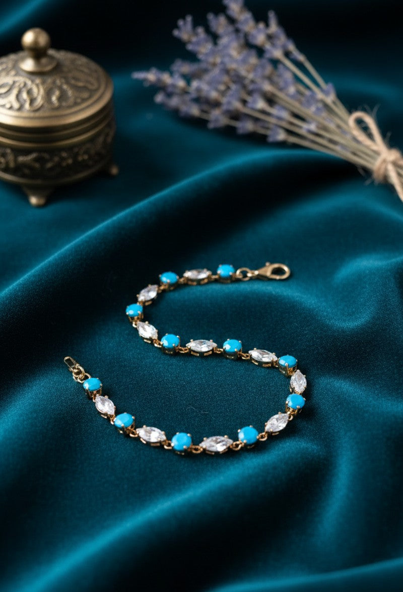 Turquoise Crystal Link Bracelet
