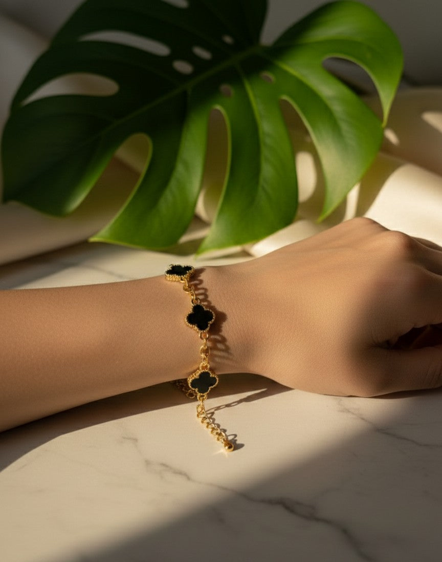 Royal Gold-Plated Ruby Floral Bracelet