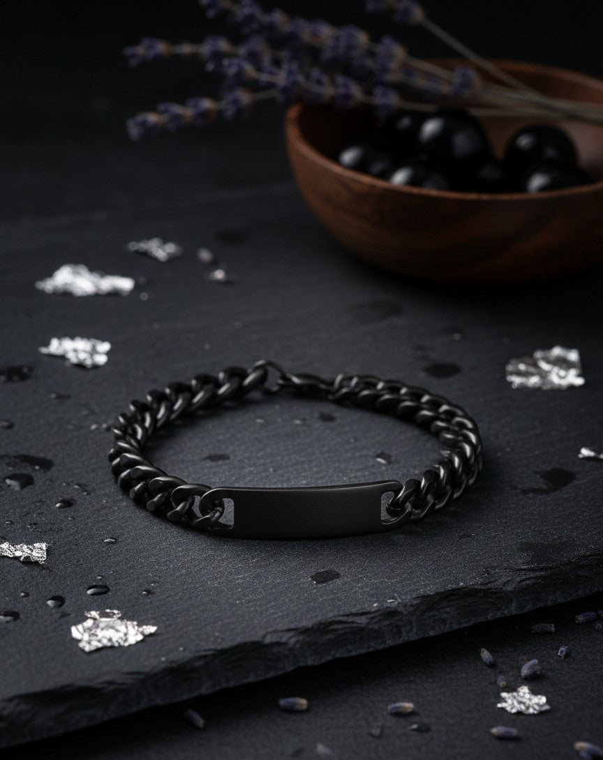 Matte Black Curb ID Bracelet