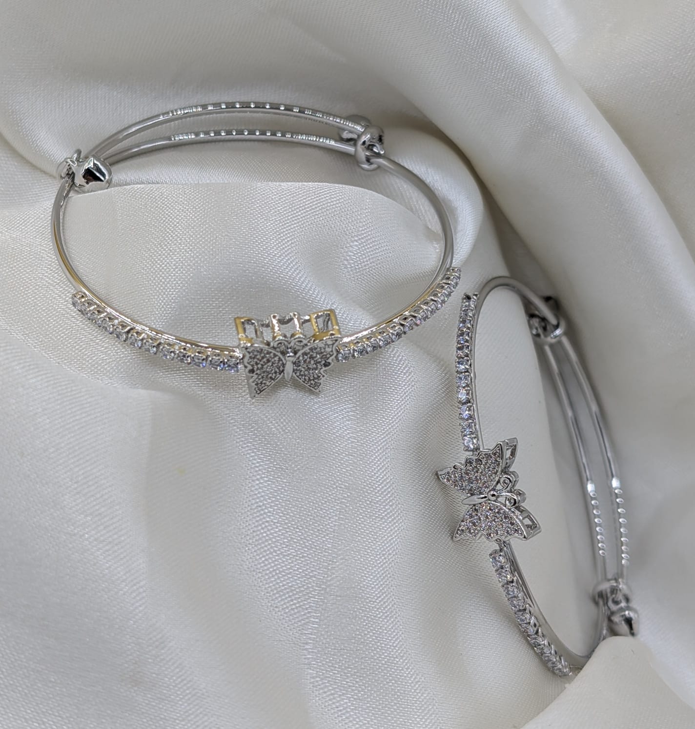 Elegant pair of Heart & butterfly Charm Adjustable Bangles