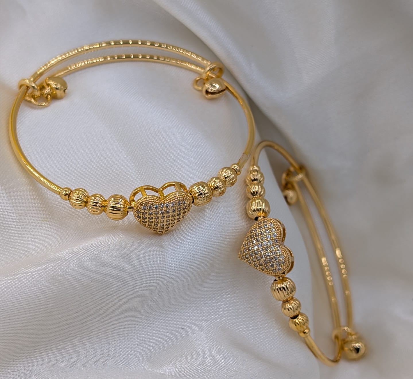 Elegant pair of Heart & butterfly Charm Adjustable Bangles