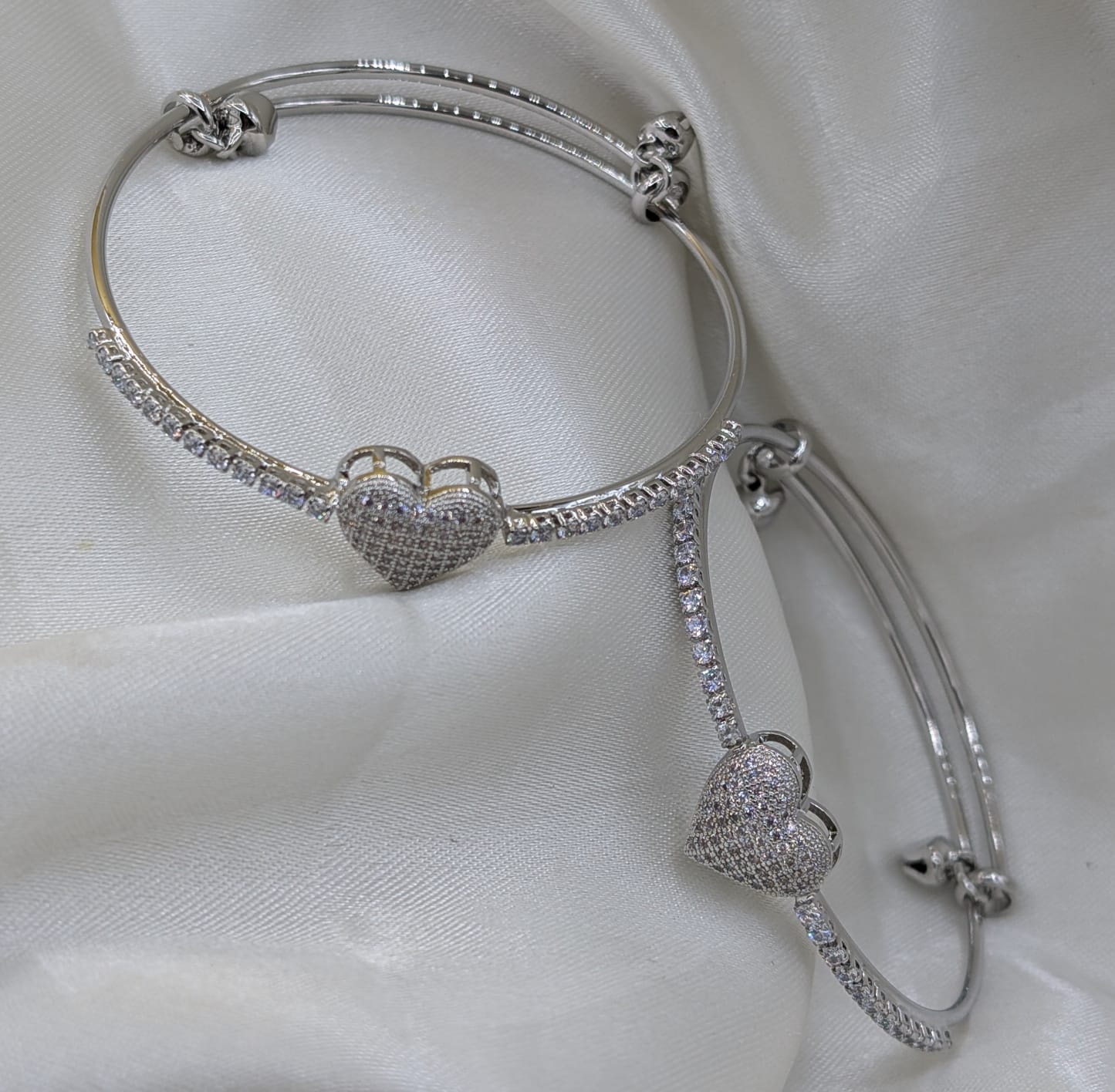 Elegant pair of Heart & butterfly Charm Adjustable Bangles