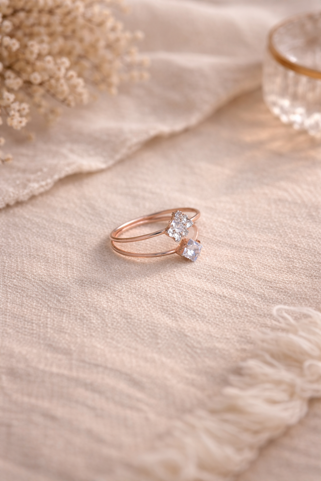 Rose Gold Double Layer Zircon Ring